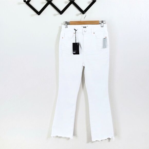 Paige Claudine High-Rise Crop Flare Jeans In White Size 26 P NWT - Picture 6 of 15